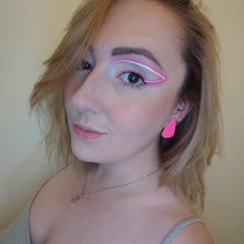 Load image into Gallery viewer, Giant neon pink rounded triangle studs