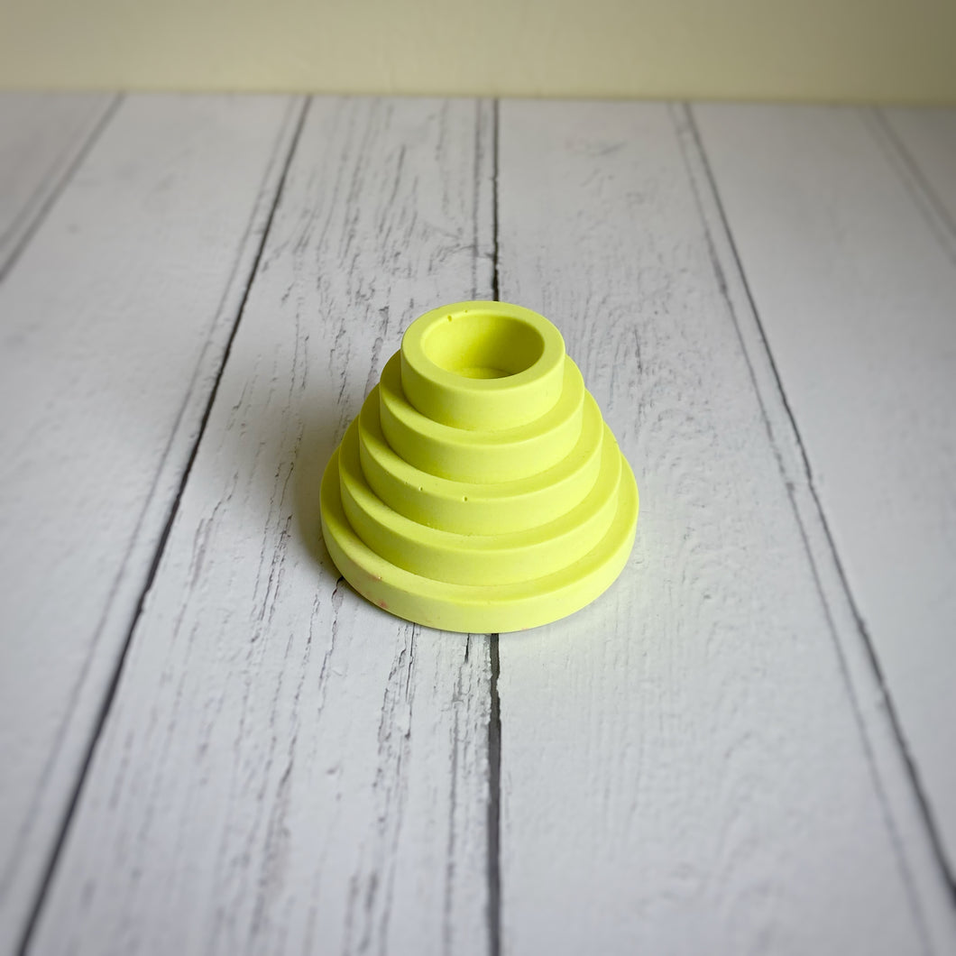 Neon yellow step candle holder