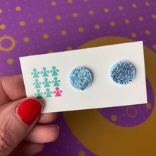 Load image into Gallery viewer, Cornflower blue glittery stud earrings