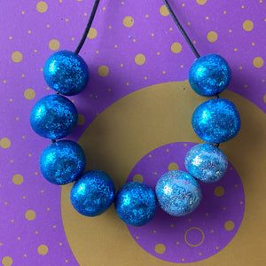 Electric blue glitter sparkly necklace
