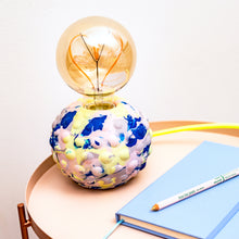 Load image into Gallery viewer, Jesmonite blue &amp; neon marbled bubble design lamp