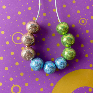 Blue, gold & green glitter sparkly necklace