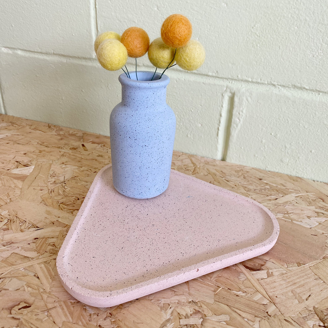 Lilac and peach triangle tray & vase