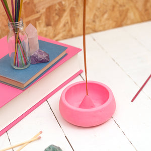 Neon pink Jesmonite incense holder