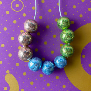 Blue, gold & green glitter sparkly necklace