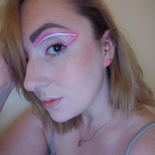 Load image into Gallery viewer, Neon pink mini circle earrings