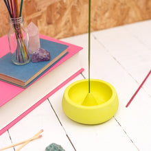Load image into Gallery viewer, Neon yellow Jesmonite incense holder