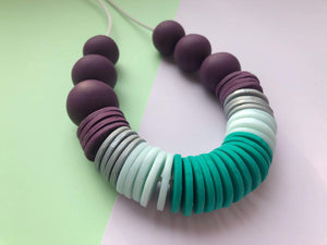Nine Angels Aubergine and jade green disc necklace