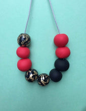 Load image into Gallery viewer, Nine Angels Black, red &amp; gold leaf necklace