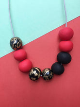 Load image into Gallery viewer, Nine Angels Black, red &amp; gold leaf necklace
