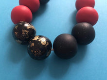 Load image into Gallery viewer, Nine Angels Black, red &amp; gold leaf necklace