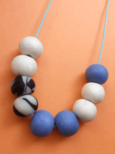 Load image into Gallery viewer, Nine Angels Blue, pearl white and marbled necklace