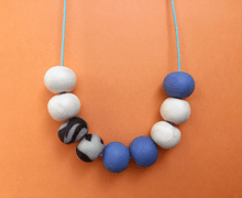 Load image into Gallery viewer, Nine Angels Blue, pearl white and marbled necklace