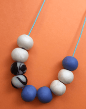 Load image into Gallery viewer, Nine Angels Blue, pearl white and marbled necklace