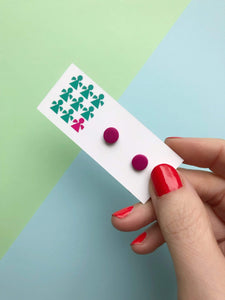 Nine Angels Bright pink mini-circle stud earrings