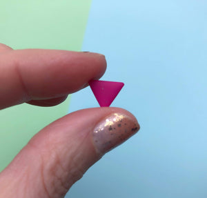 Nine Angels Bright pink triangle stud earrings
