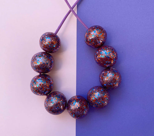 Nine Angels Bronze rainbow glitter sparkly necklace