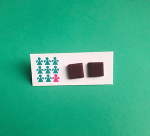 Nine Angels Burgundy square earrings