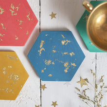 Load image into Gallery viewer, Nine Angels Colourful gold leaf jesmonite coaster set of 4