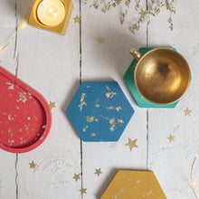 Load image into Gallery viewer, Nine Angels Colourful gold leaf jesmonite coaster set of 4