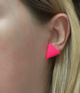Nine Angels Giant neon pink triangle earrings