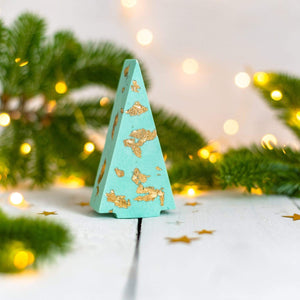 Nine Angels Green Pastel and gold leaf jesmonite Christmas tree ornaments