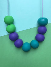 Load image into Gallery viewer, Nine Angels Green &amp; purple polymer clay necklace