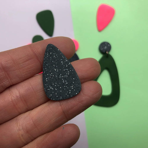 Nine Angels Grey sparkle giant triangle studs