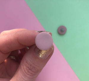 Nine Angels Heather pink circle polymer clay earrings