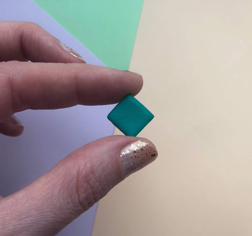 Nine Angels Jade green square earrings