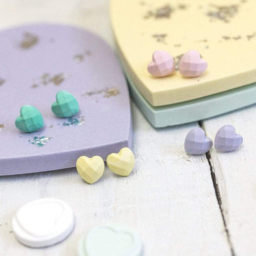 Nine Angels Jesmonite geometric heart stud earrings