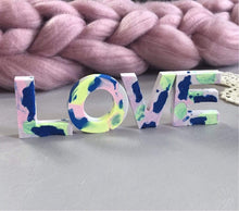 Load image into Gallery viewer, Nine Angels Jesmonite letters &amp; numbers, marbled neon tie-dye design