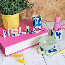Load image into Gallery viewer, Nine Angels Jesmonite letters &amp; numbers, marbled neon tie-dye design