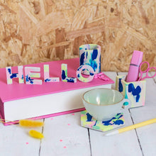 Load image into Gallery viewer, Nine Angels Jesmonite letters &amp; numbers, marbled neon tie-dye design