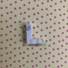 Load image into Gallery viewer, Nine Angels Jesmonite letters &amp; numbers, pastel pink, silver leaf design