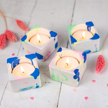 Load image into Gallery viewer, Nine Angels Jesmonite marbled tie-dye tea light holder