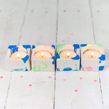 Load image into Gallery viewer, Nine Angels Jesmonite marbled tie-dye tea light holder