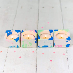 Nine Angels Jesmonite marbled tie-dye tea light holder