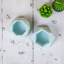 Load image into Gallery viewer, Nine Angels Jesmonite mini planters, 2 pastel blue tiny succulent planters
