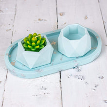 Load image into Gallery viewer, Nine Angels Jesmonite mini planters, 2 pastel blue tiny succulent planters