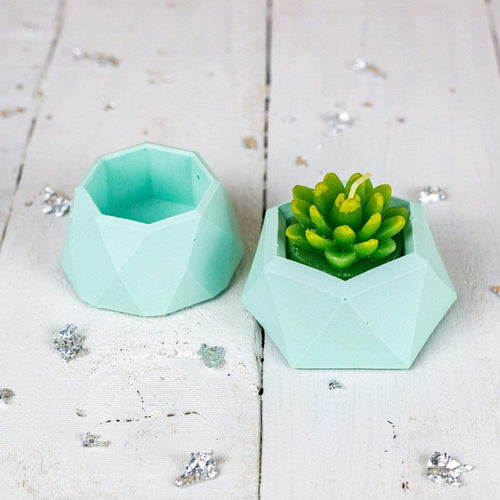 Nine Angels Jesmonite mini planters, 2 pastel green tiny succulent planters