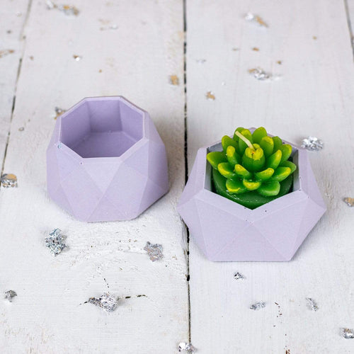 Nine Angels Jesmonite mini planters, 2 pastel lilac tiny succulent planters