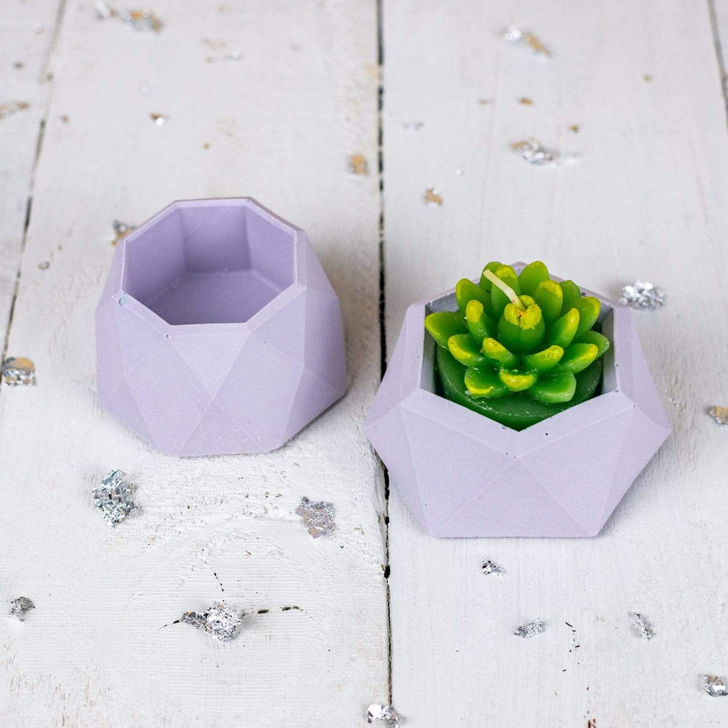 Nine Angels Jesmonite mini planters, 2 pastel lilac tiny succulent planters