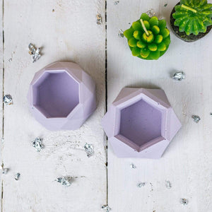 Nine Angels Jesmonite mini planters, 2 pastel lilac tiny succulent planters