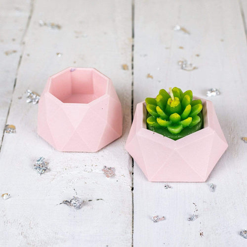 Nine Angels Jesmonite mini planters, 2 pastel pink tiny succulent planters