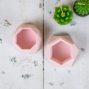 Nine Angels Jesmonite mini planters, 2 pastel pink tiny succulent planters