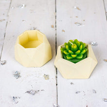 Load image into Gallery viewer, Nine Angels Jesmonite mini planters, 2 pastel yellow tiny succulent planters