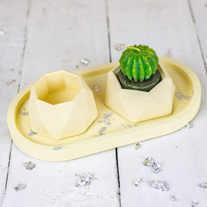 Nine Angels Jesmonite mini planters, 2 pastel yellow tiny succulent planters