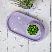 Load image into Gallery viewer, Nine Angels Jesmonite oval trinket tray &amp; mini planter set, pastel lilac