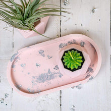 Load image into Gallery viewer, Nine Angels Jesmonite oval trinket tray &amp; mini planter set, pastel pink
